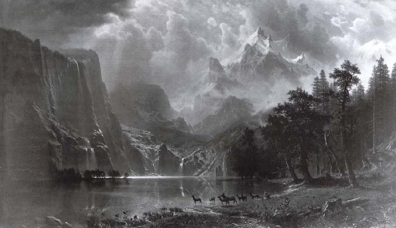 Albert Bierstadt Between the mountains of the Sierra Nevada in Californie oil painting picture